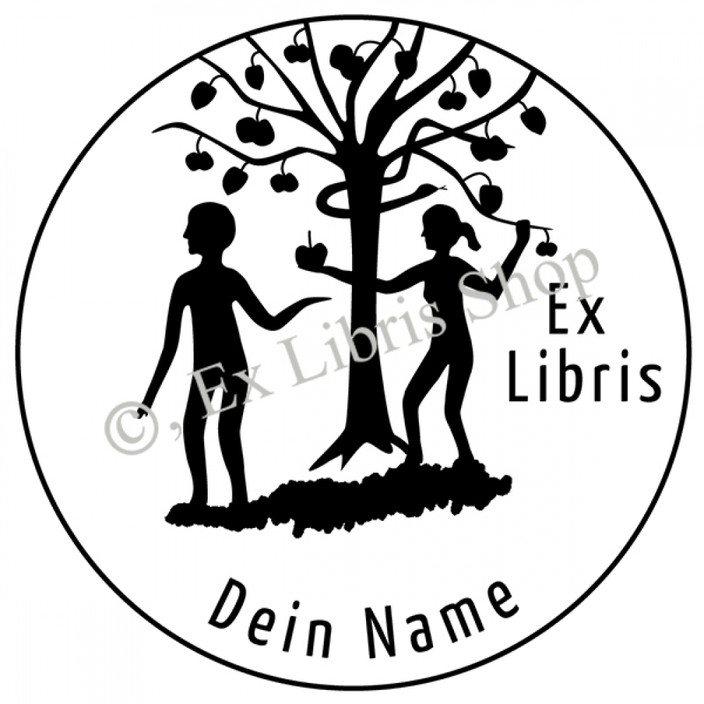 Round exlibris stamp •Tree of knowledge•